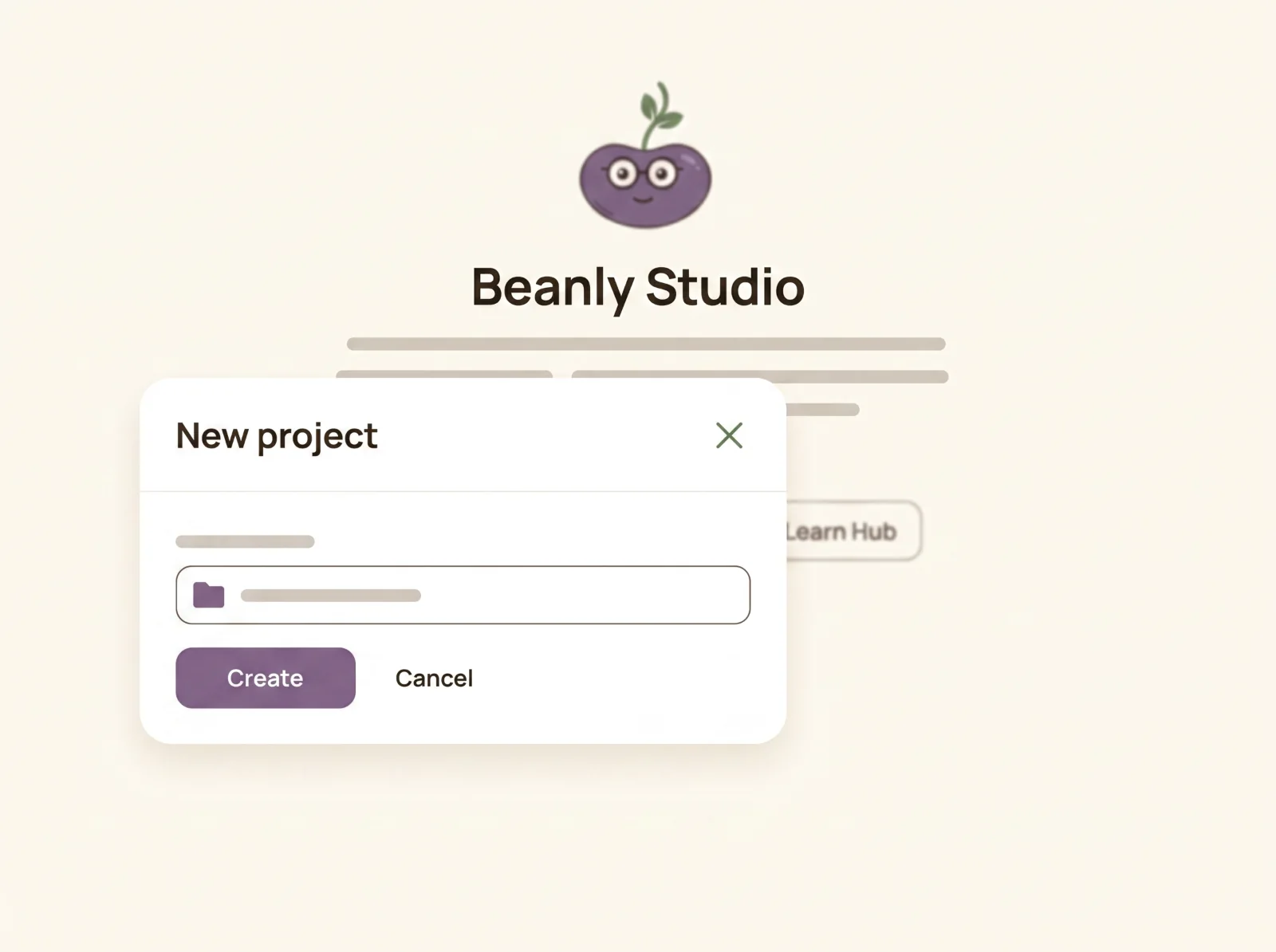 Creating a new learning project in Beanly Studio